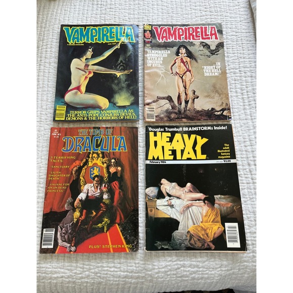 Other - Vintage Vampirella Heavy Metal Tomb of Dracula Comic Magazine Lot of 4 1980 1984